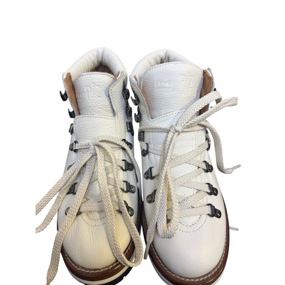 Mon Piz Ankle Boots White Leather Upper Lace-Up Size 7 - Picture 6 of 10
